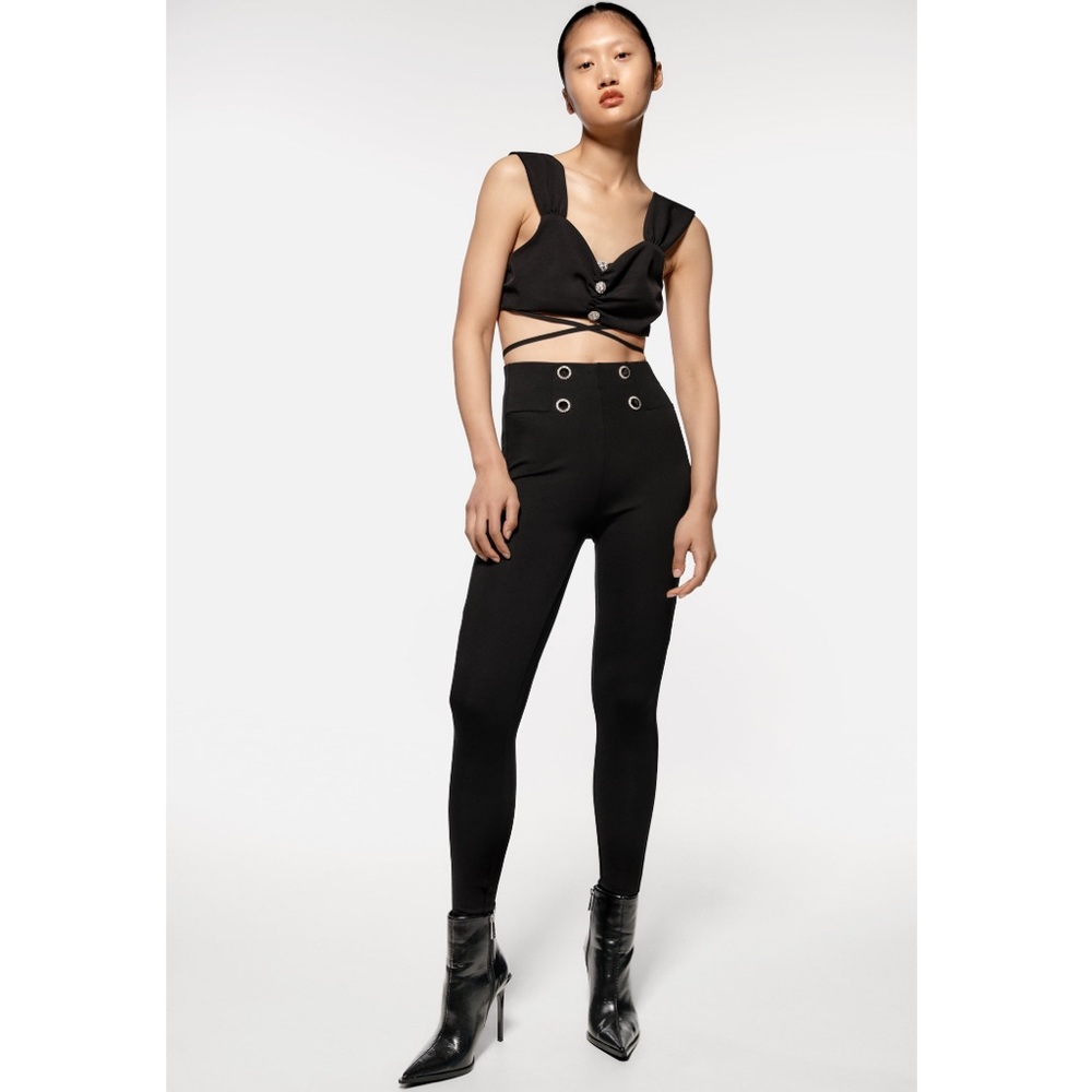 Zara Black Jewel Button Leggings